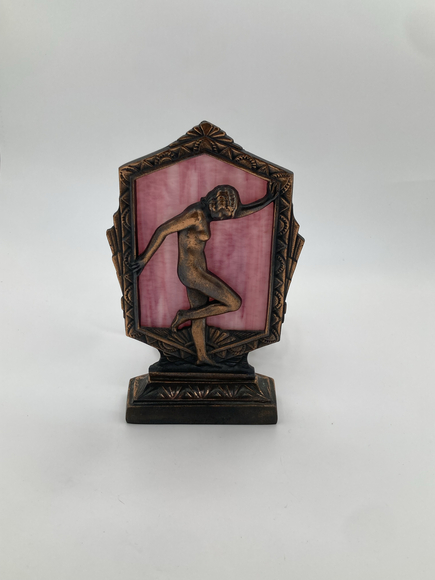 Art Deco Nude Lady TV Lamp – Pink Slag Glass Backlight - AS IS - Picture 3 of 7